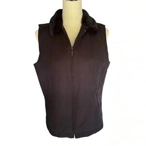 EP Pro Black Golf Puff Sleeveless Vest Faux Fur Collar Women Size M